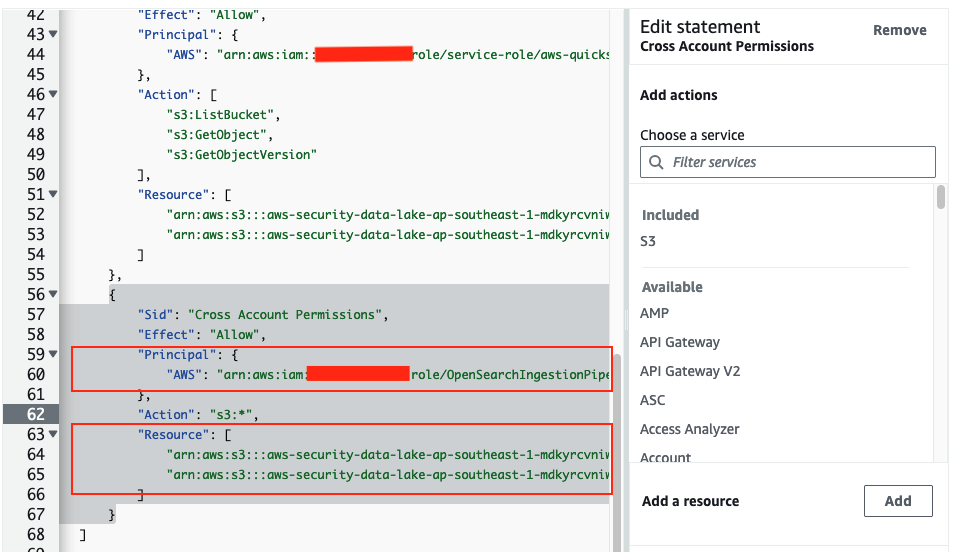 Figure 16: The modified S3 bucket access policy