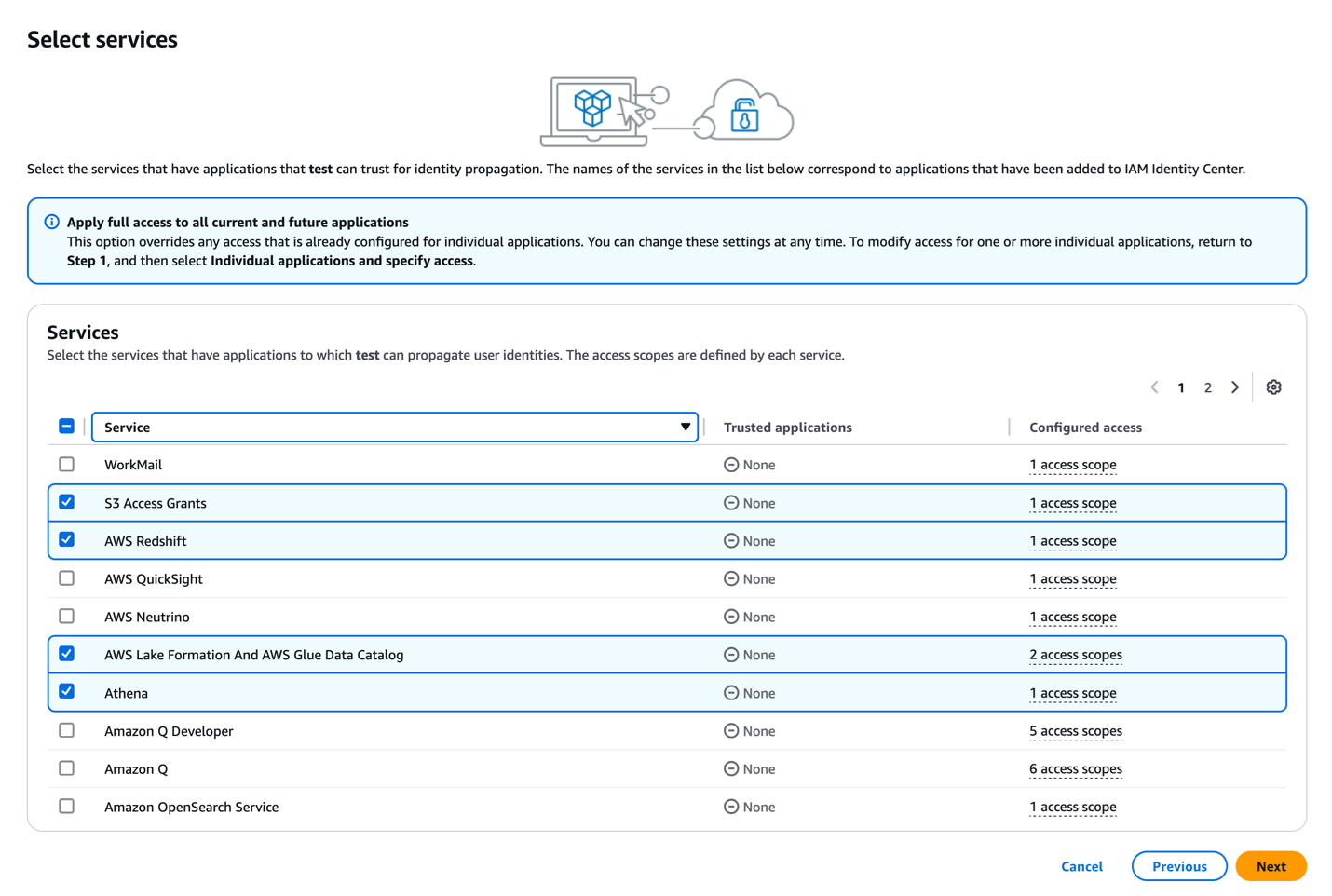 Figure 7: Configure application user propagation