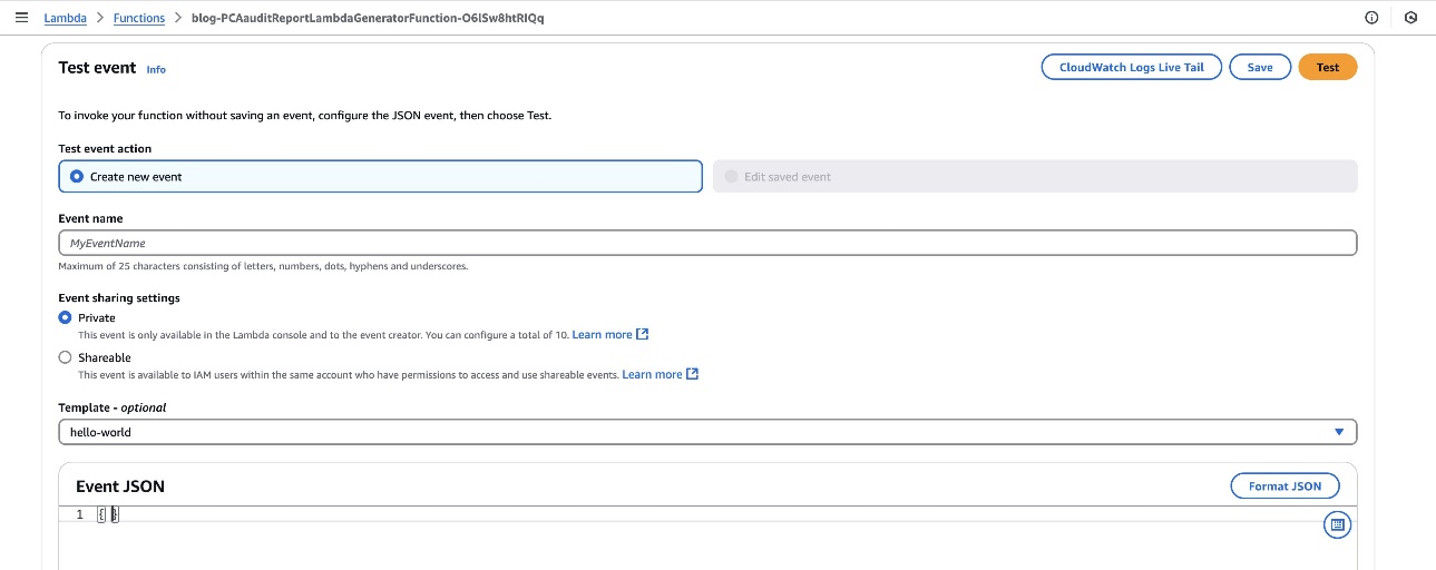 Figure 4: Use the console to trigger a test