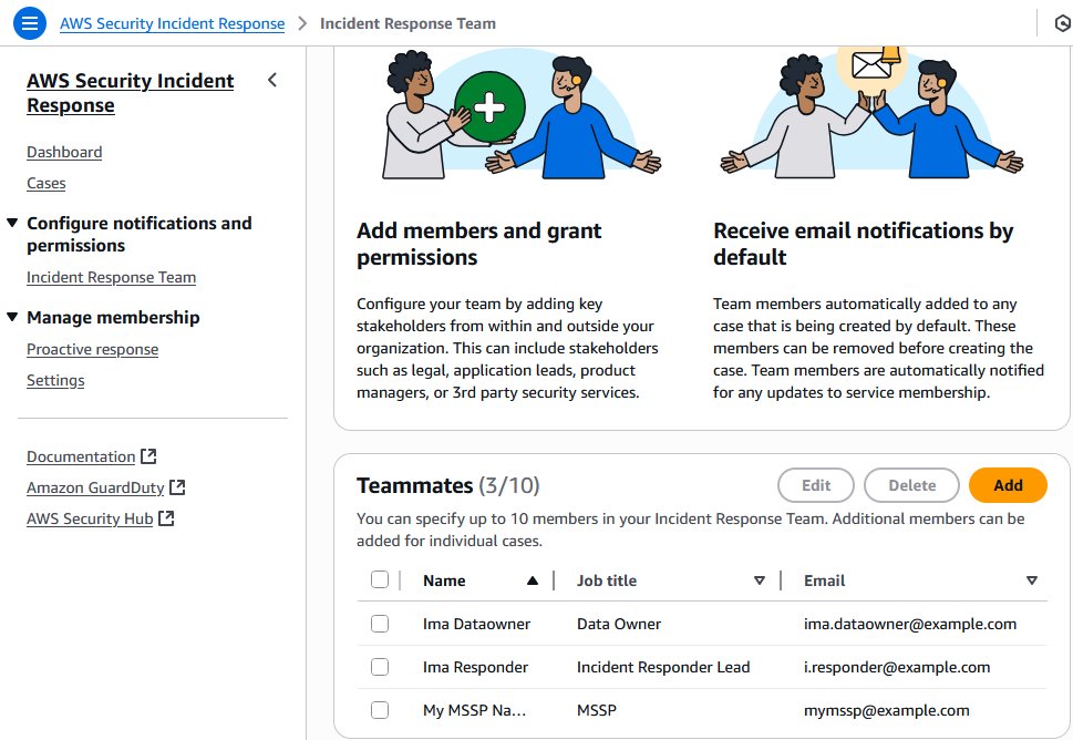 Figure 2: Use the console to manage your incident response team membership