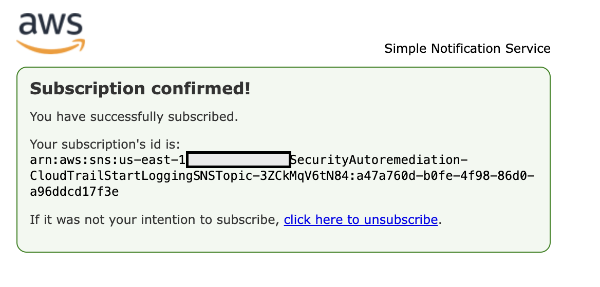 Figure 3: SNS subscription confirmation