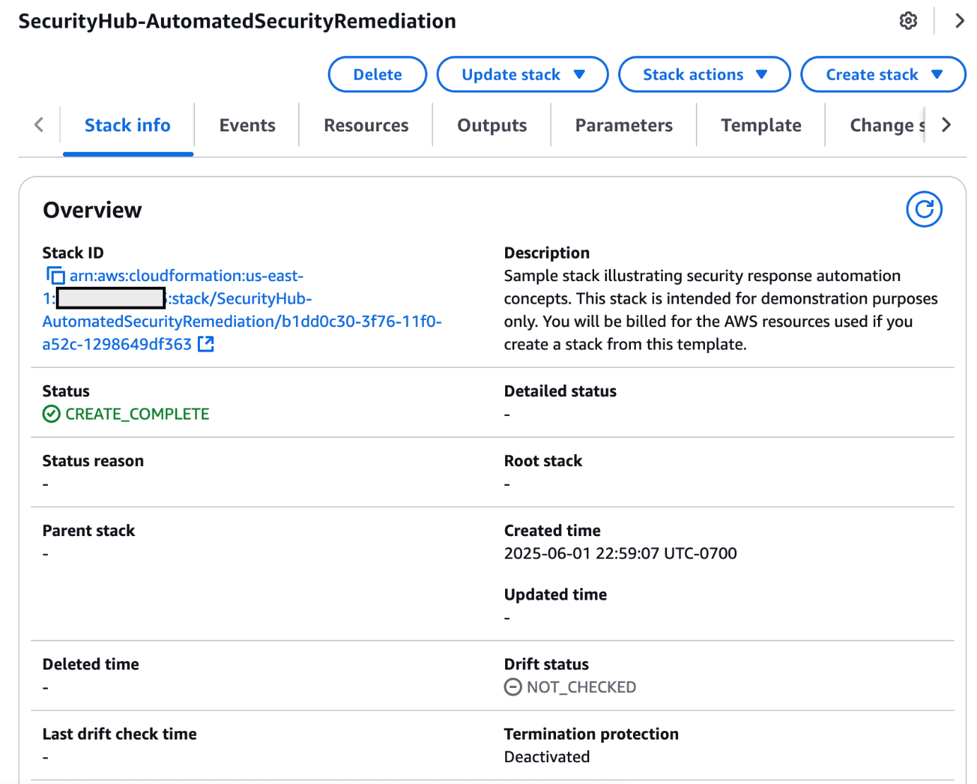 Figure 4: CREATE_COMPLETE status