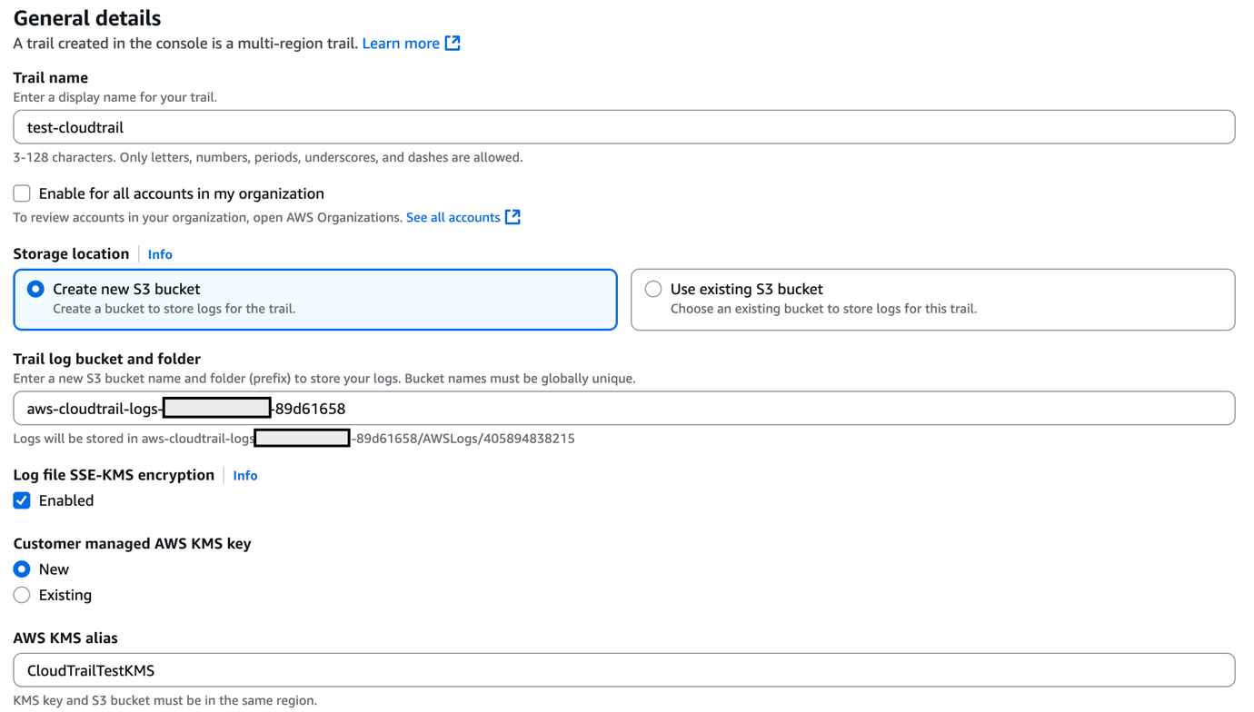 Figure 5: Create a CloudTrail trail
