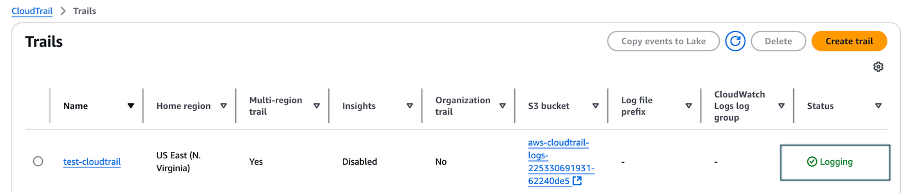 Figure 7: Verify new trail has started