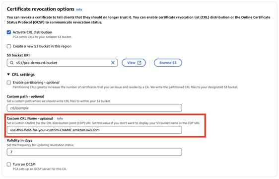 Figure 2: Enter a name for your CRL