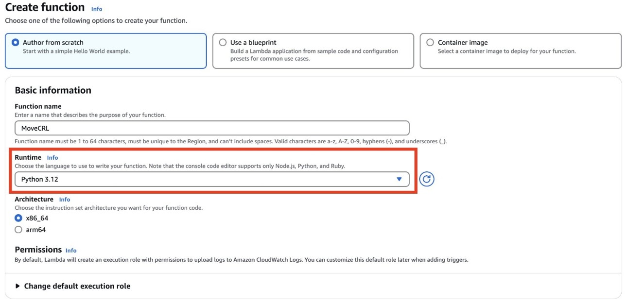 Figure 4: Create a Lambda function