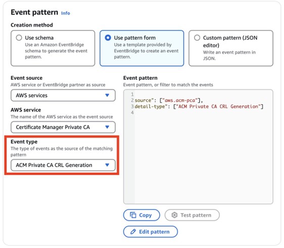Figure 5: Configure the event pattern