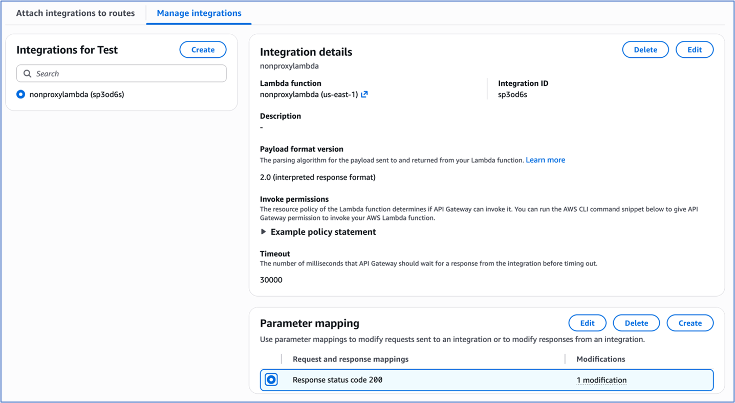 Figure 1: Integration settings of the HTTP Api
