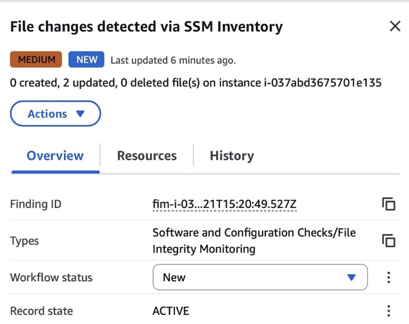 Figure 8: View file change findings