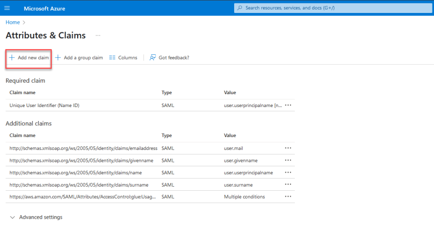 Figure 5 – Configuring attributes by adding a new claim