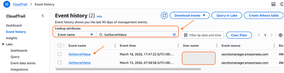 Figure 2: Select the event