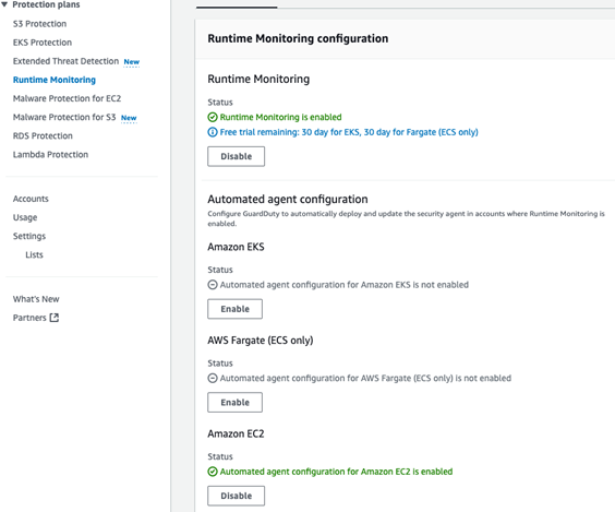 Figure 3: Runtime Monitoring enabled