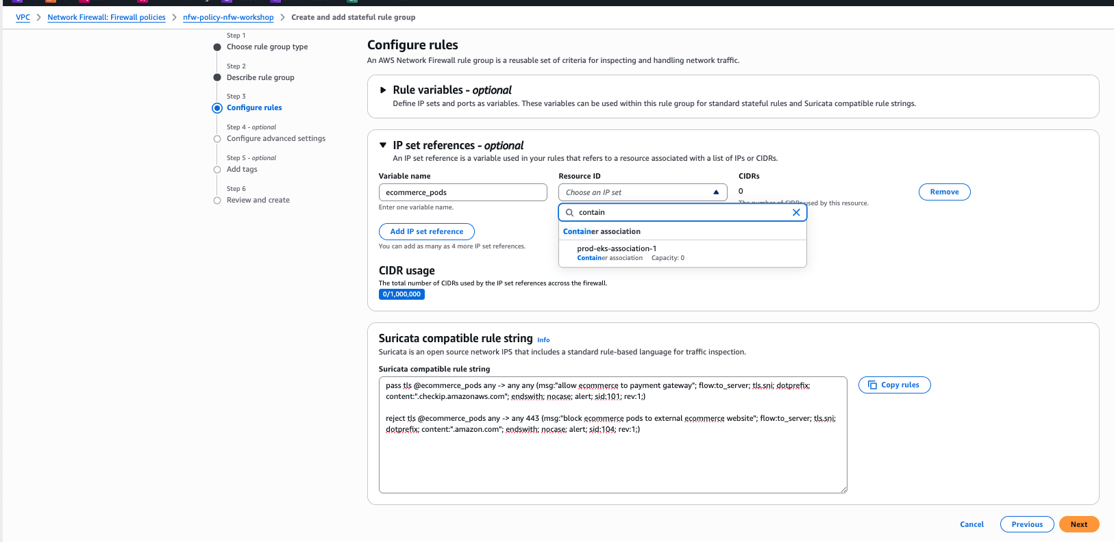 Figure 4: Configure rules