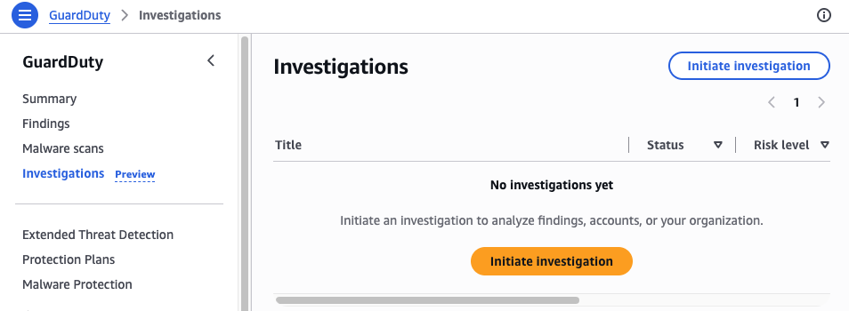 Figure 3: GuardDuty initiate investigation