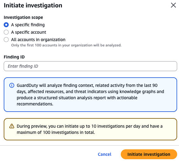 Figure 4: GuardDuty investigation setup