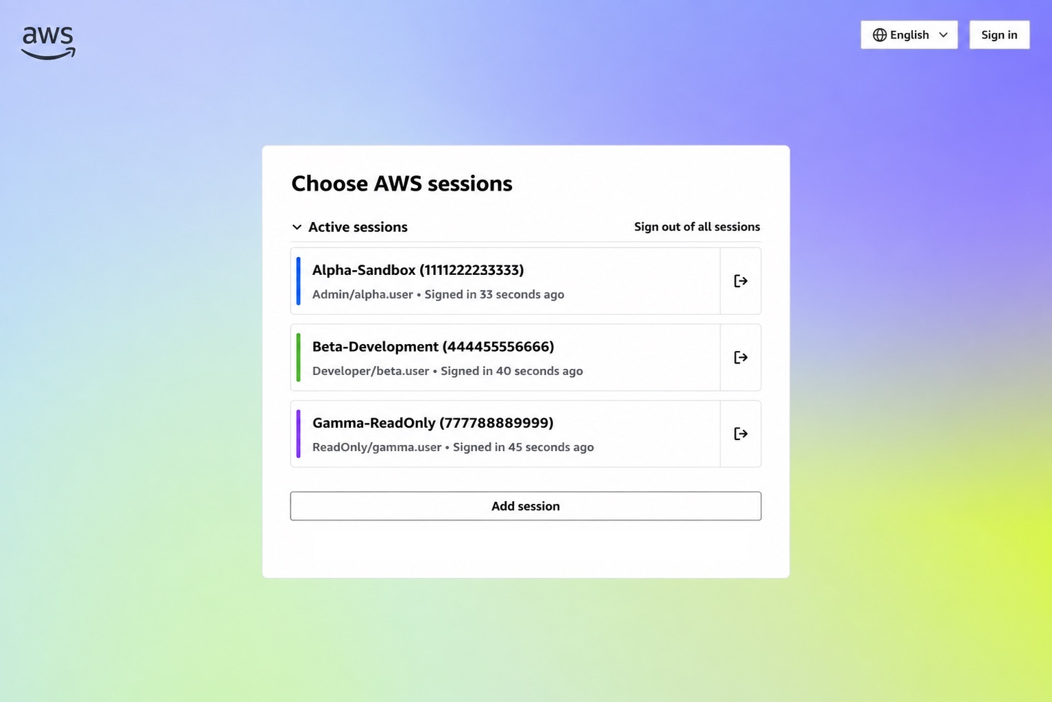 Figure 4: New session selection page