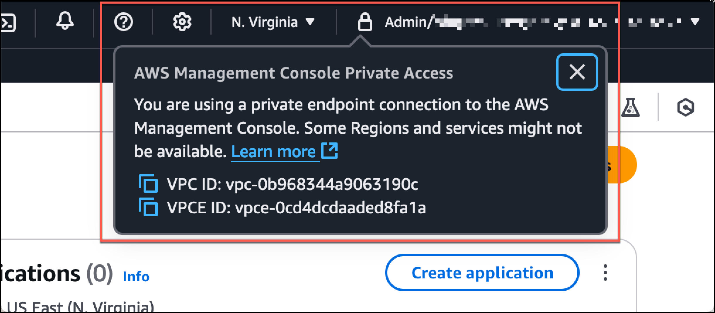 Figure 2: Console Private Access