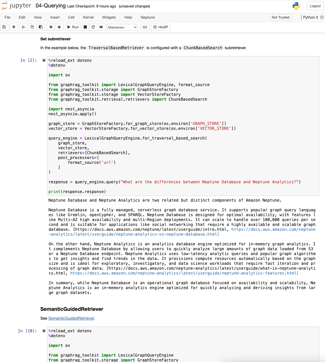 쿼리 노트북 실행 화면