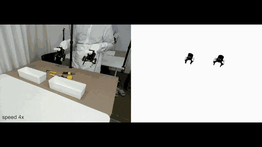 사람 조작 데이터와 추정된 7-DoF 로봇 정렬 액션