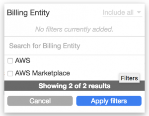 AWS Cost Explorer Billing Entity Filtering Dimension