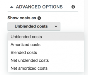 Choose your AWS cost dataset