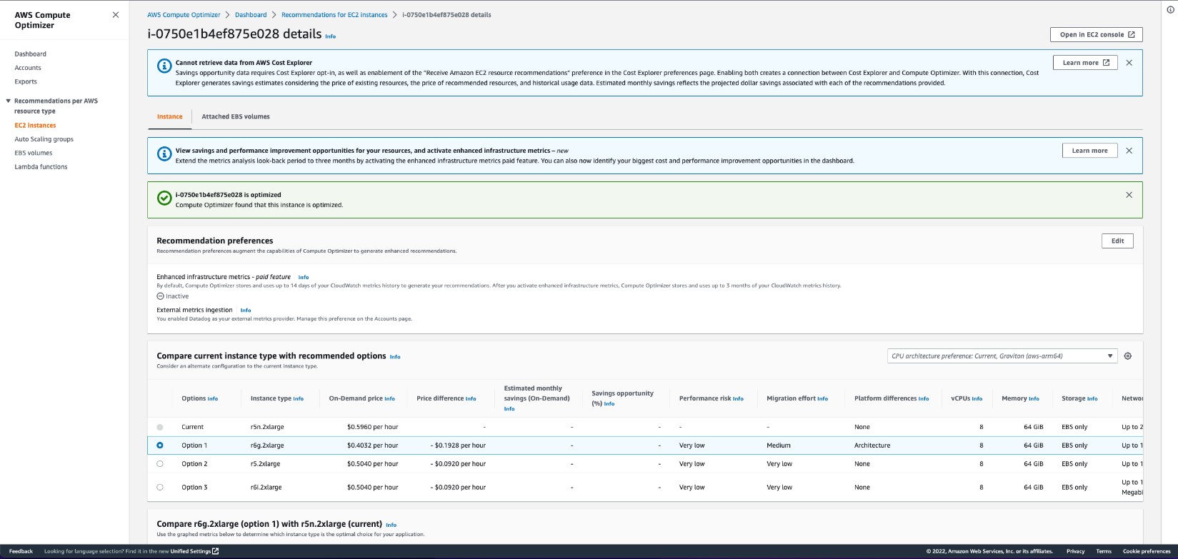 Image 1: EC2 Rightsizing recommendation without memory data