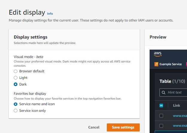 Figure 8. display visual mode in the account setting