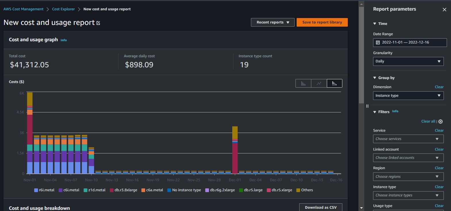 Figure 9. Cost Explorer in dark mode 