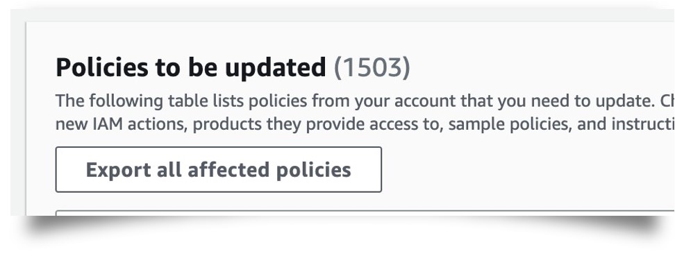 Figure 2: “Export all affected policies” button