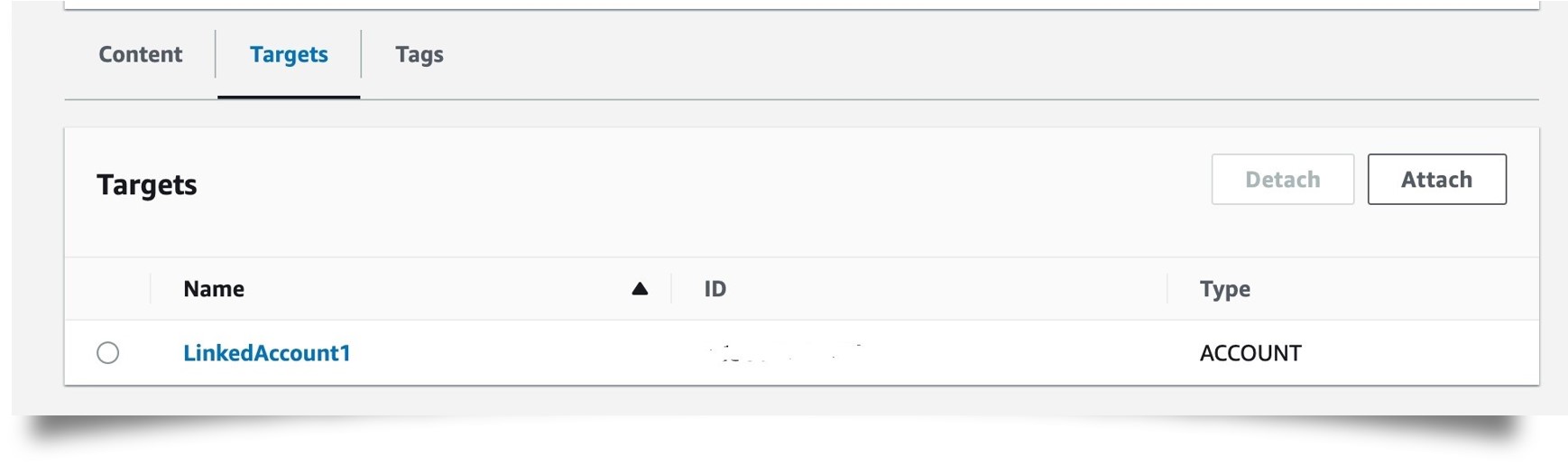 Figure 6: “Targets” tab for Service Control Policy