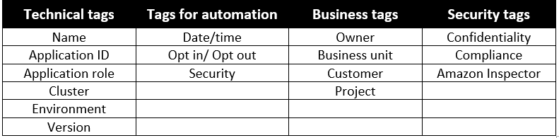 Example Tag Categories and Types