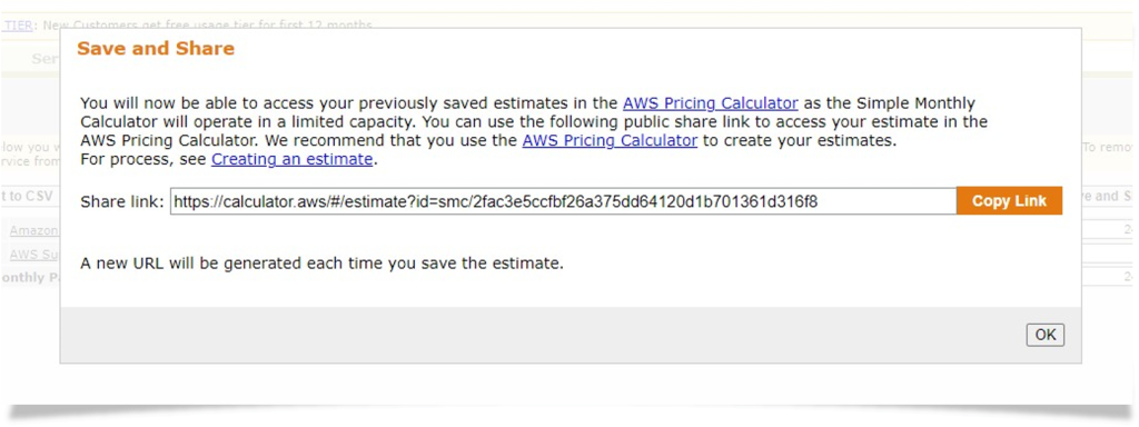 Figure 1. Converting saved SMC estimates to a new AWS Pricing Calculator estimate URL