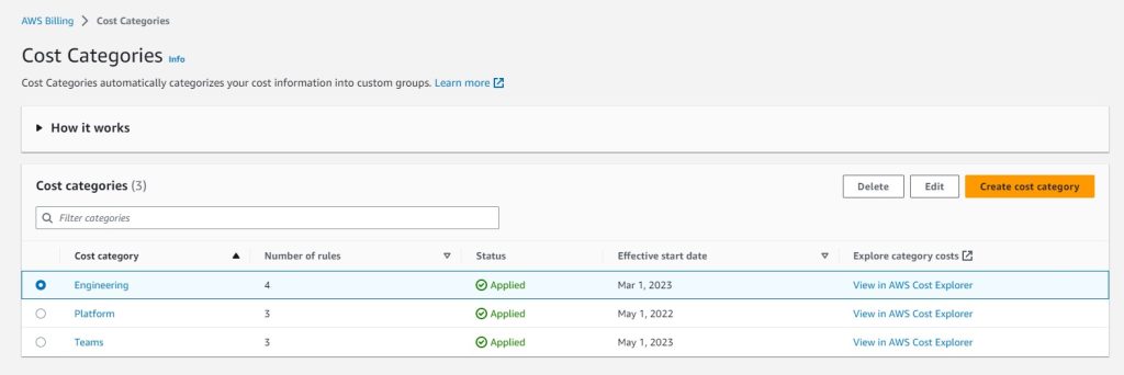 Figure 10. Editing or deleting a cost category