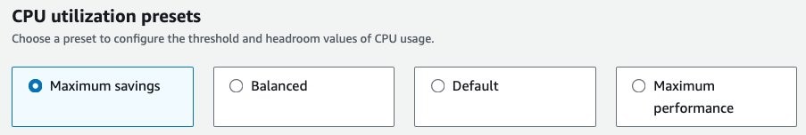 Figure 6. Maximum savings preset