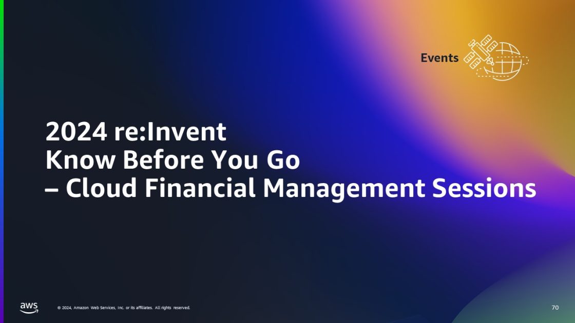 2024 reInvent Know Before You Go Cloud Financial Management Sessions