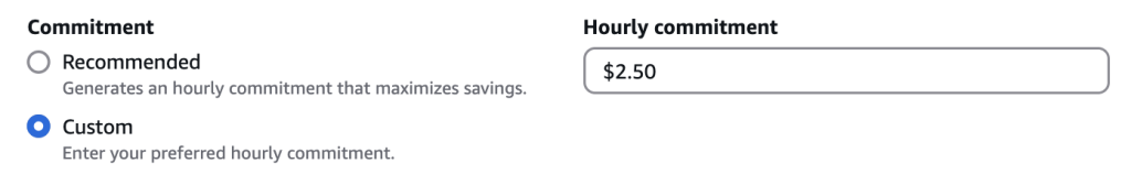 Figure 3. Custom hourly commitment option