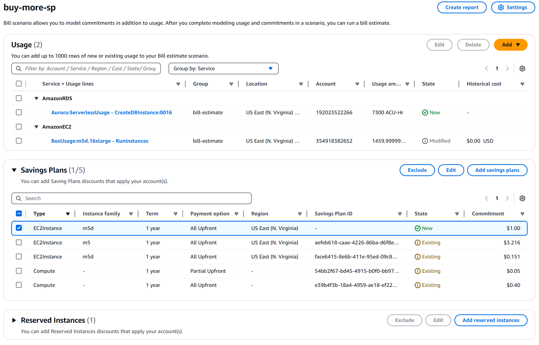 Figure 7. Sample screenshot of bill estimate page