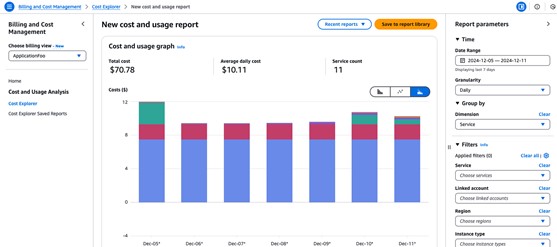 Figure 3. Accessing ApplicationFoo’s cost and usage data from Cost Explorer