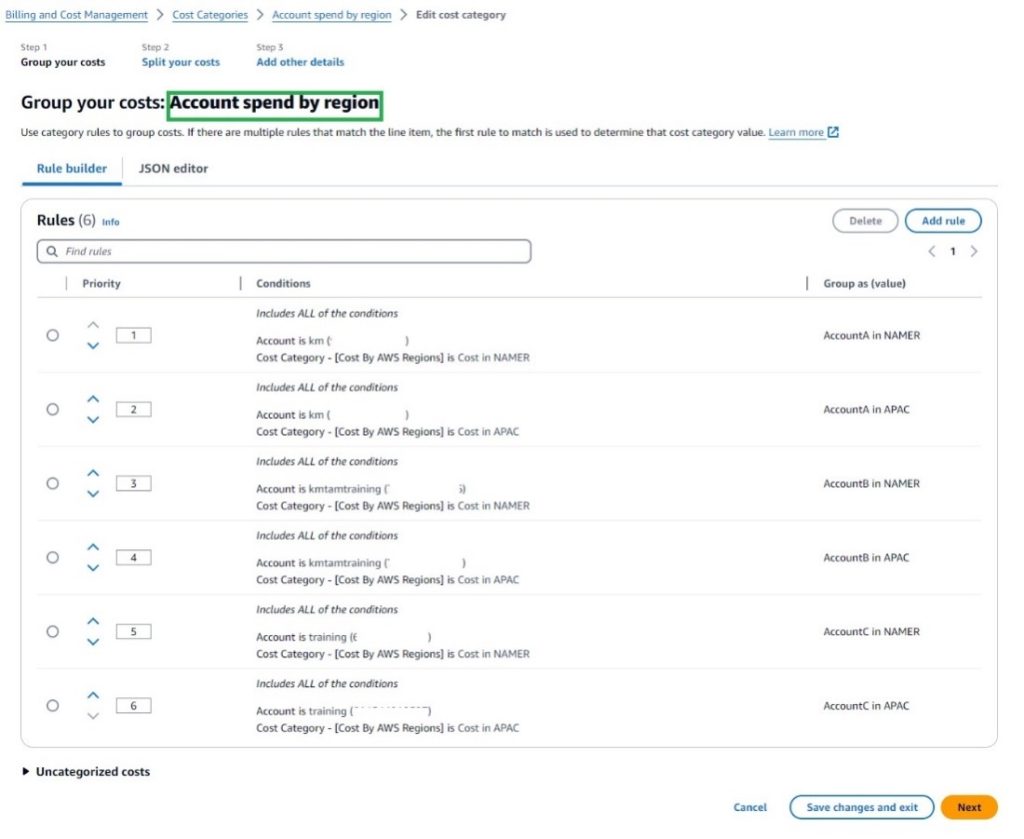 Figure 5. Cost Category Multiple Dimensions
