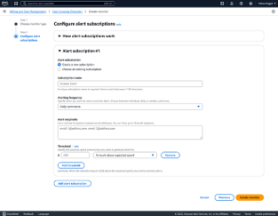Figure 3: Setting alert subscriptions for AWS managed monitors