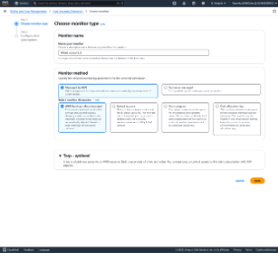 Figure 1: Selecting AWS managed monitor method in the Cost Anomaly Detection console