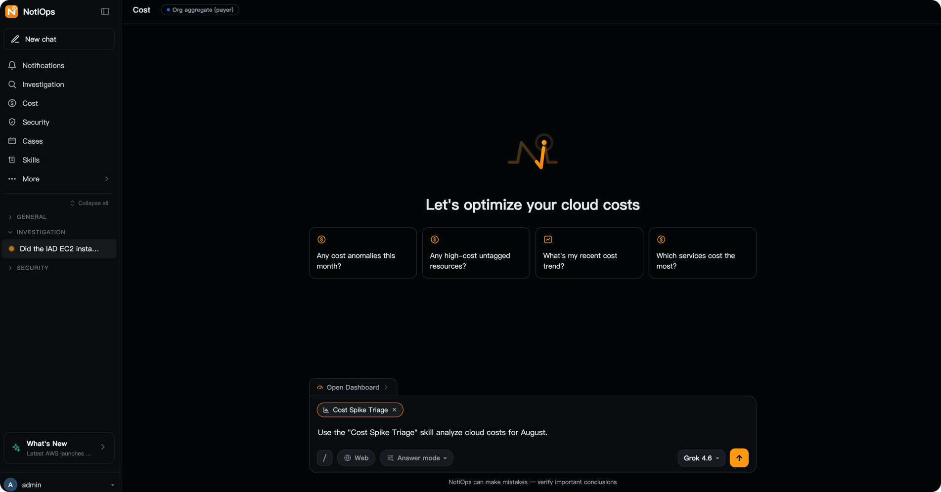 使用 NotiOps（一个智能体 AI 助手）构建可溯源、只读的 AWS 运维工作台