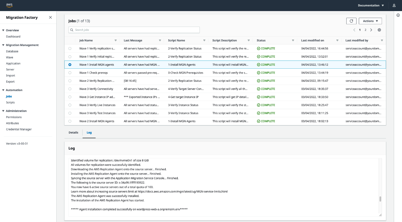 Automations jobs