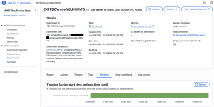 Salida de un experimento en la consola de AWS FIS