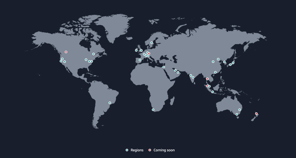 AWS Global Infrastructure Map as of 12 Nov 2023