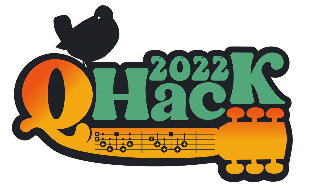 QHack 2022 logo with black bird and quantum circuits as guitar strings