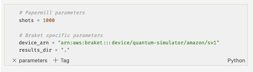 Figure 4: Jupyter notebook cell with the “parameters” tag in VS Code.