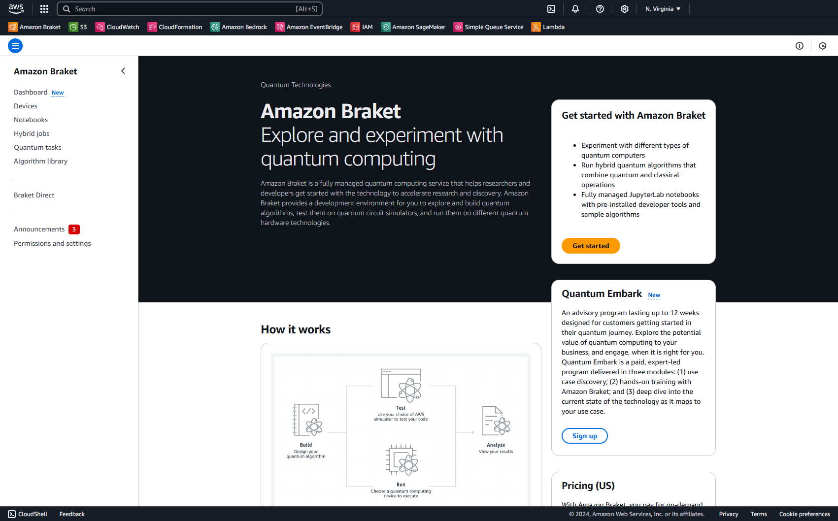 Navigate to the Amazon Braket homepage and select Quantum Embark. Fill out a simple form and a member of our team with reach out with next steps.