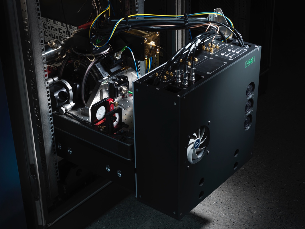 Figure 1: Photo of an AQT rack-mounted trapped-ion quantum processor