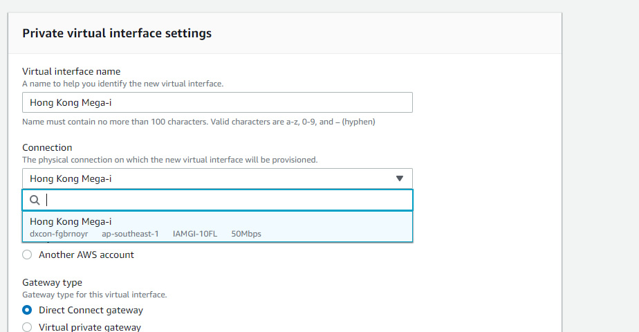  Select the DX connection you previously setup.